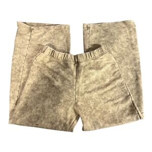 Spoiled Angel Womens Wide Leg Sweatpants Tan Acid Wash Marble Lounge Pants Small